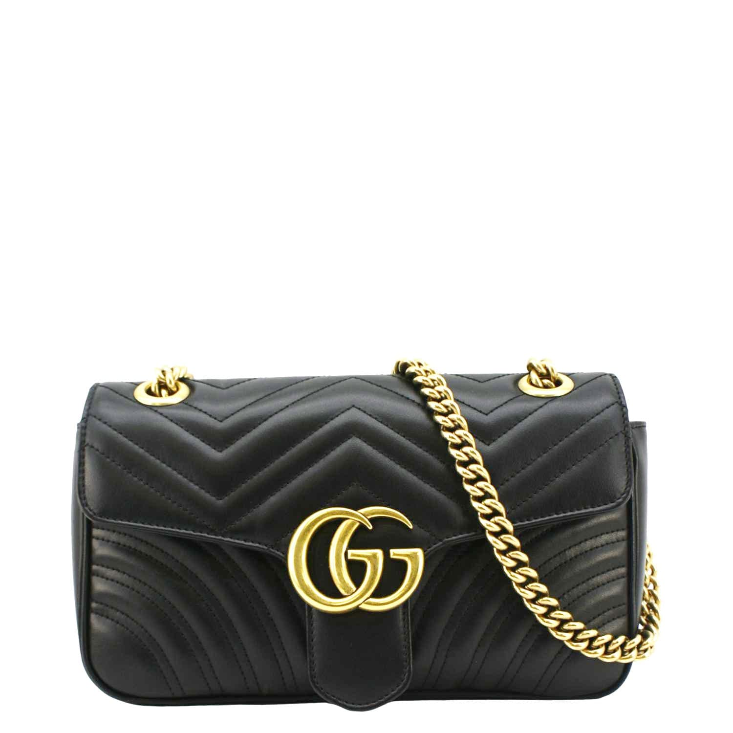 GUCCI Gucci Marmont Small Matelasse Leather Crossbody Bag Black 443497