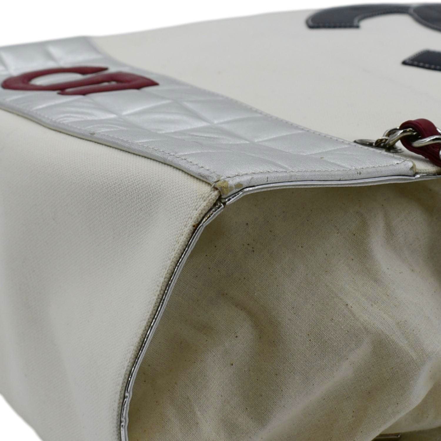 Chanel Foil No.5 Canvas Chain Shopping Tote Bag White