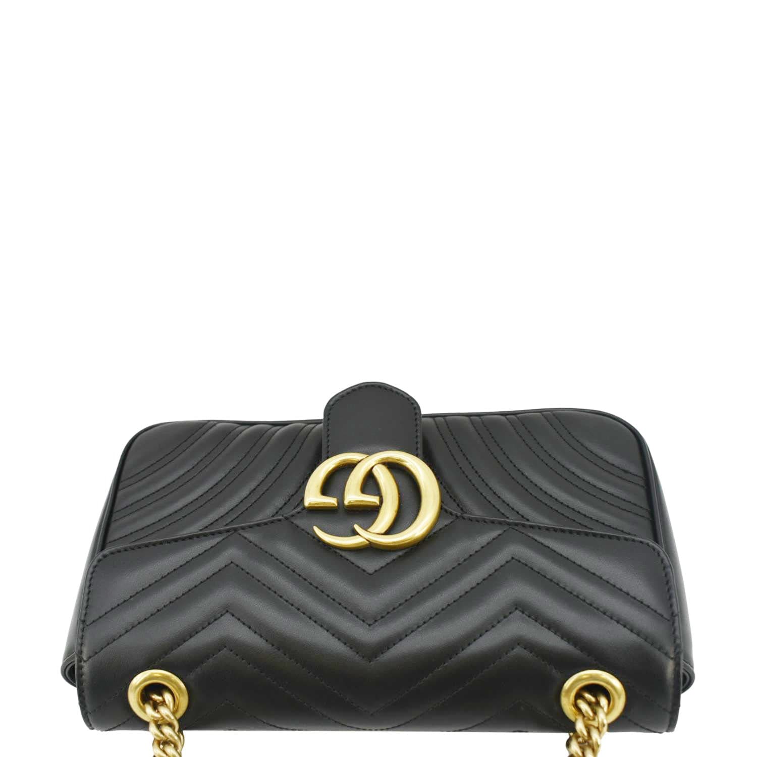 GUCCI Gucci Marmont Small Matelasse Leather Crossbody Bag Black 443497
