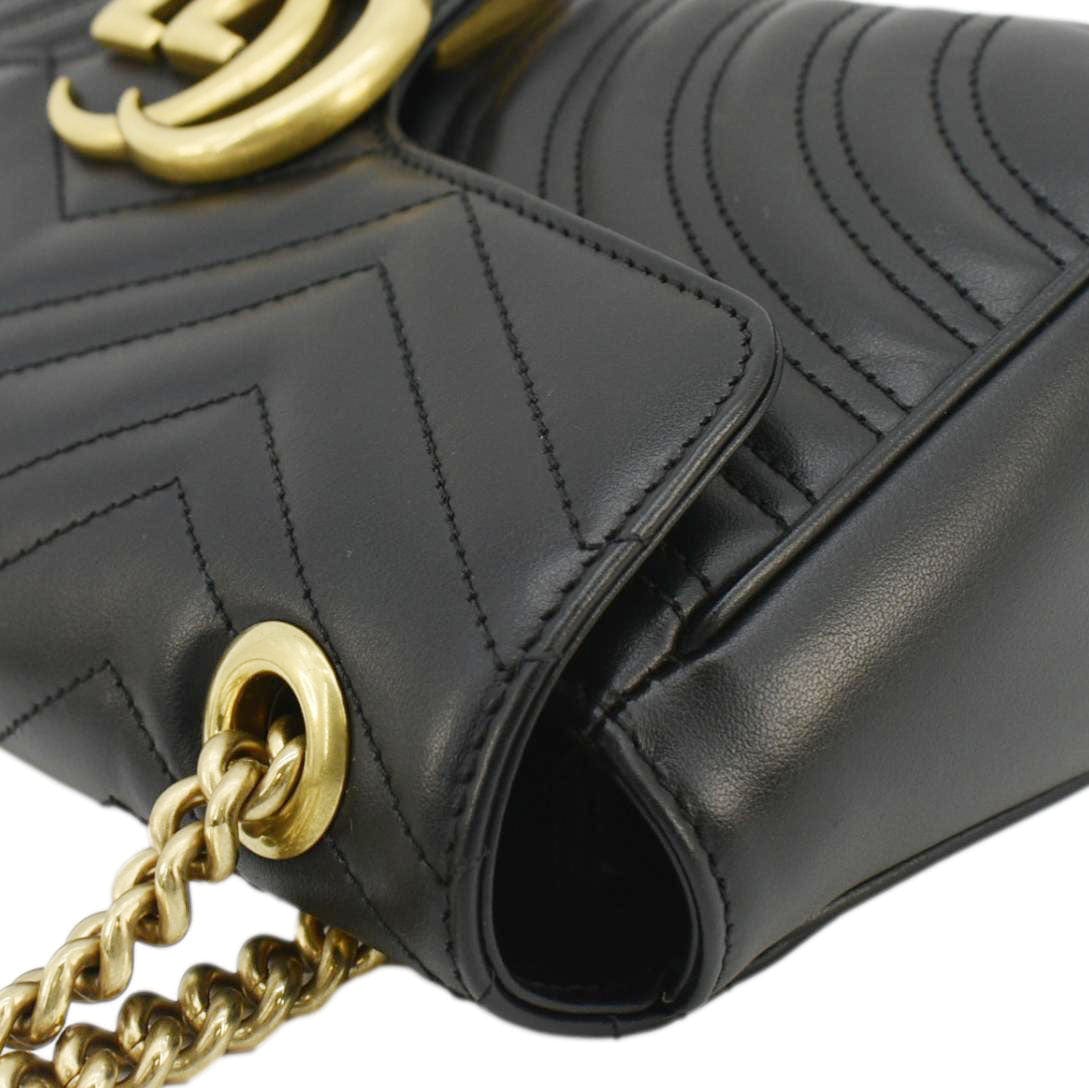 GUCCI Gucci Marmont Small Matelasse Leather Crossbody Bag Black 443497