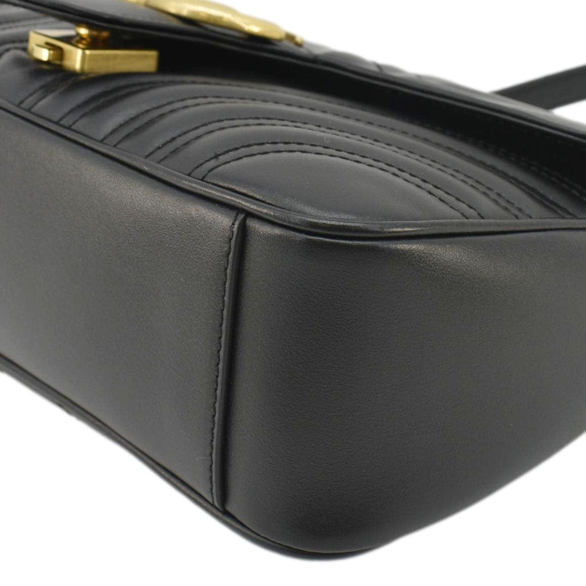 GUCCI Gucci Marmont Small Matelasse Leather Crossbody Bag Black 443497
