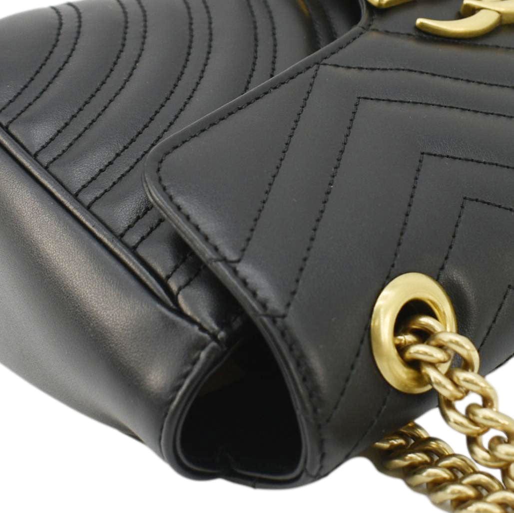 GUCCI Gucci Marmont Small Matelasse Leather Crossbody Bag Black 443497