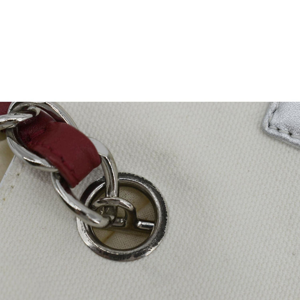 Chanel Foil No.5 Canvas Chain Shopping Tote Bag White