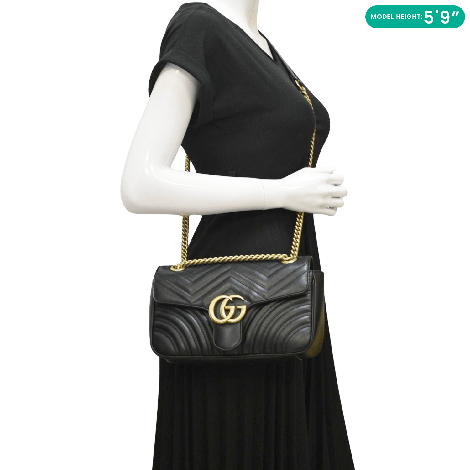GUCCI Gucci Marmont Small Matelasse Leather Crossbody Bag Black 443497