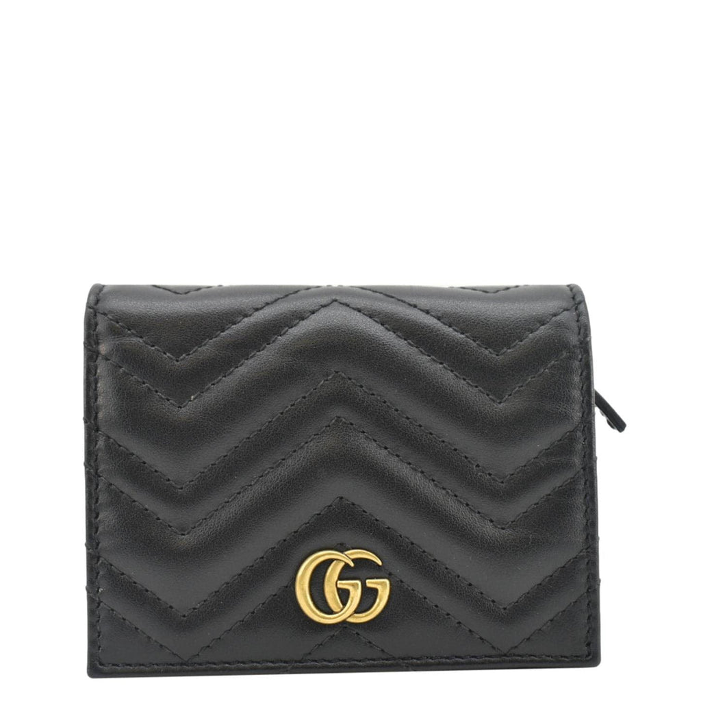 Gucci Marmont Gucci Matelasse Leather Card Case Wallet Black 466492