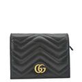 Gucci Marmont Gucci Matelasse Leather Card Case Wallet Black 466492