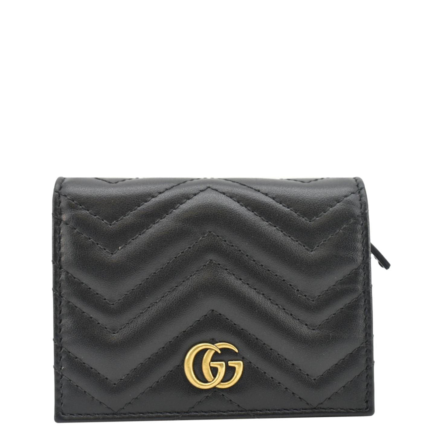 Gucci Marmont Gucci Matelasse Leather Card Case Wallet Black 466492
