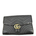 GUCCI Gucci Marmont Matelasse Chevron Leather Clutch Bag Black 498079
