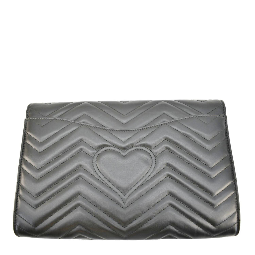 GUCCI Gucci Marmont Matelasse Chevron Leather Clutch Bag Black 498079