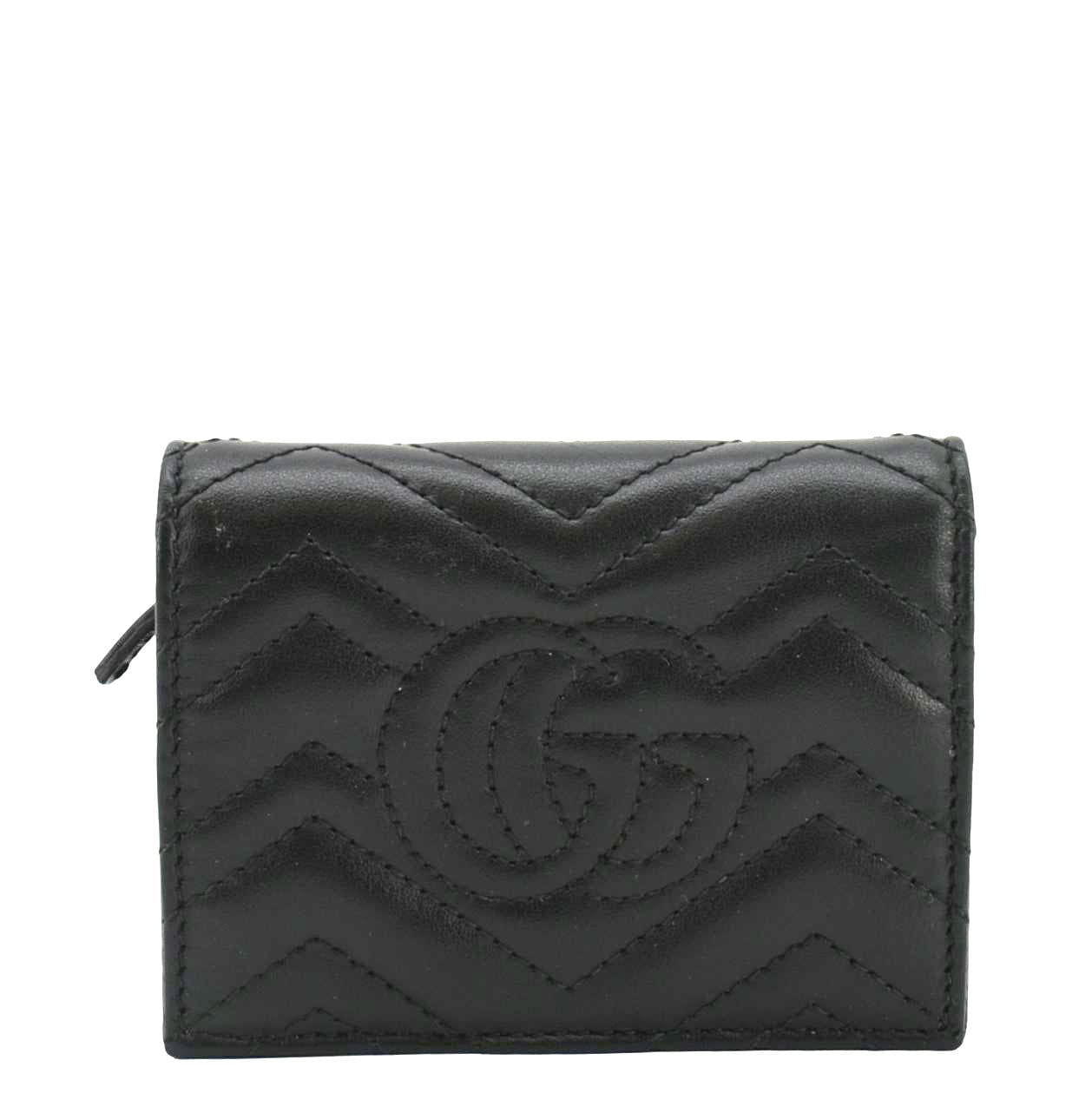 Gucci Marmont Gucci Matelasse Leather Card Case Wallet Black 466492