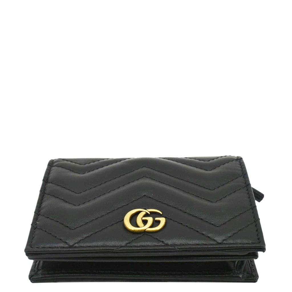 Gucci Marmont Gucci Matelasse Leather Card Case Wallet Black 466492