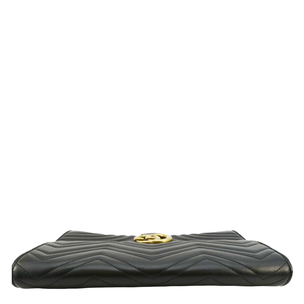 GUCCI Gucci Marmont Matelasse Chevron Leather Clutch Bag Black 498079
