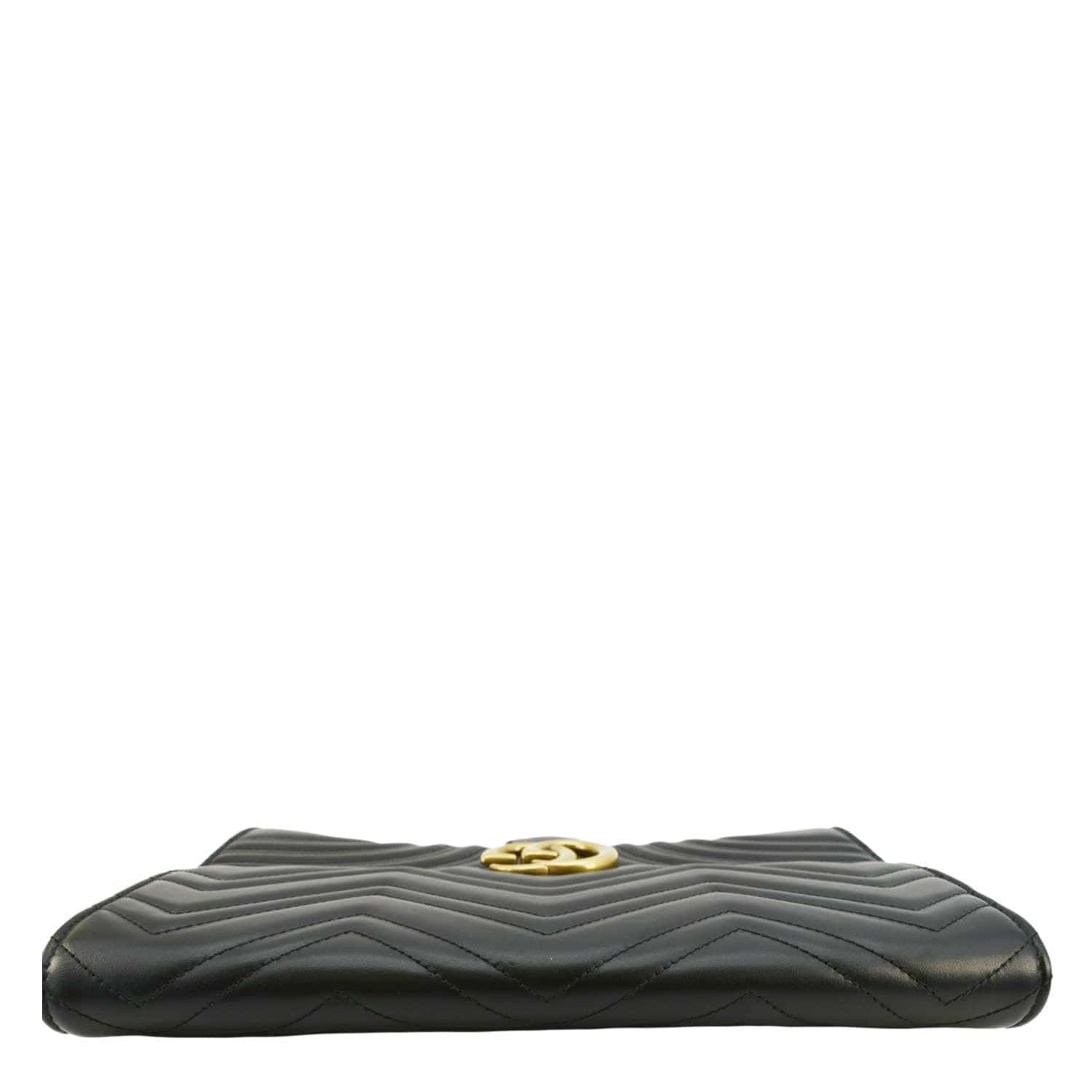 GUCCI Gucci Marmont Matelasse Chevron Leather Clutch Bag Black 498079