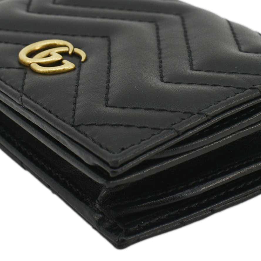 Gucci Marmont Gucci Matelasse Leather Card Case Wallet Black 466492