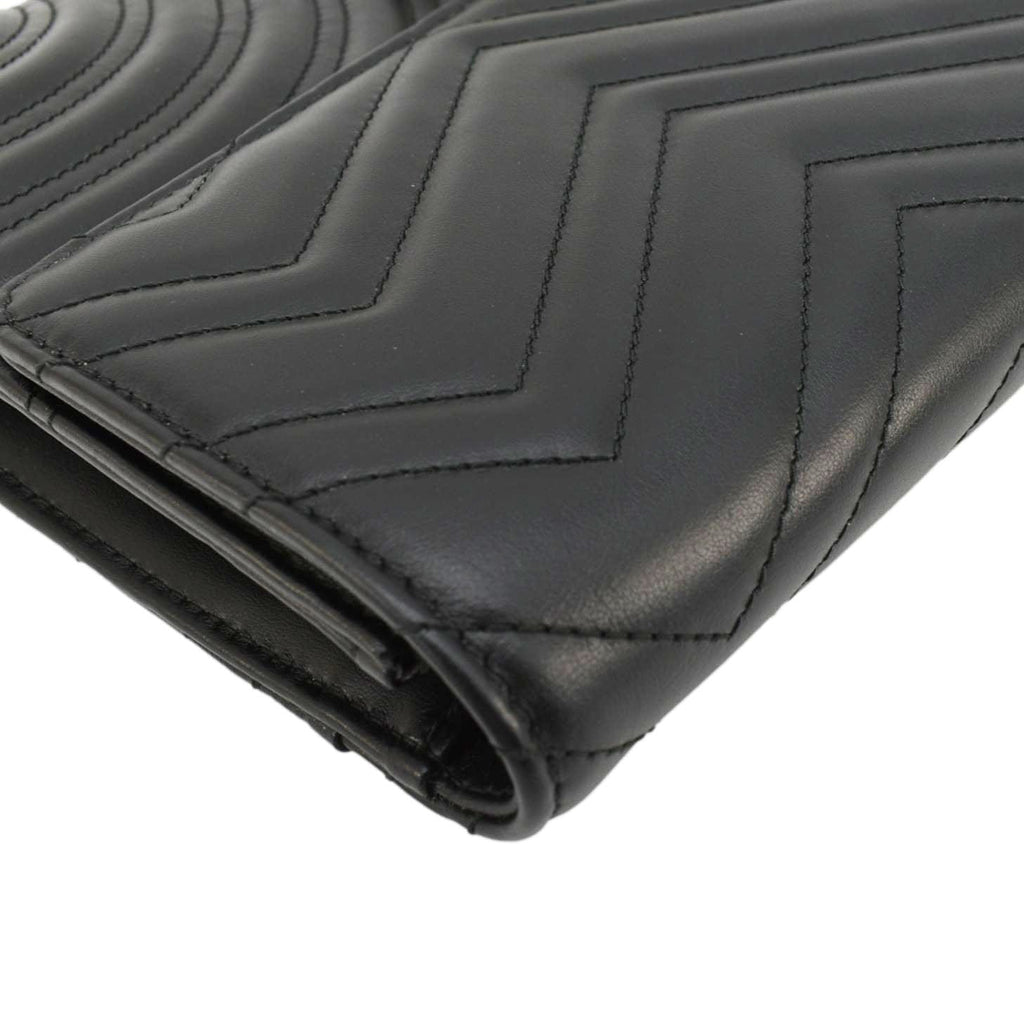 GUCCI Gucci Marmont Matelasse Chevron Leather Clutch Bag Black 498079