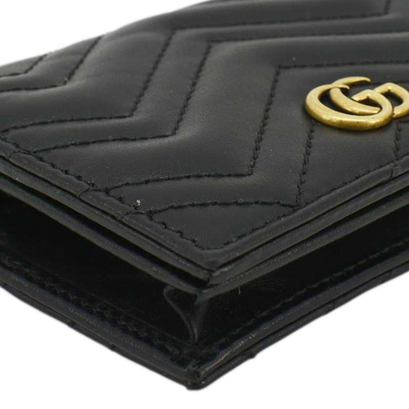 Gucci Marmont Gucci Matelasse Leather Card Case Wallet Black 466492