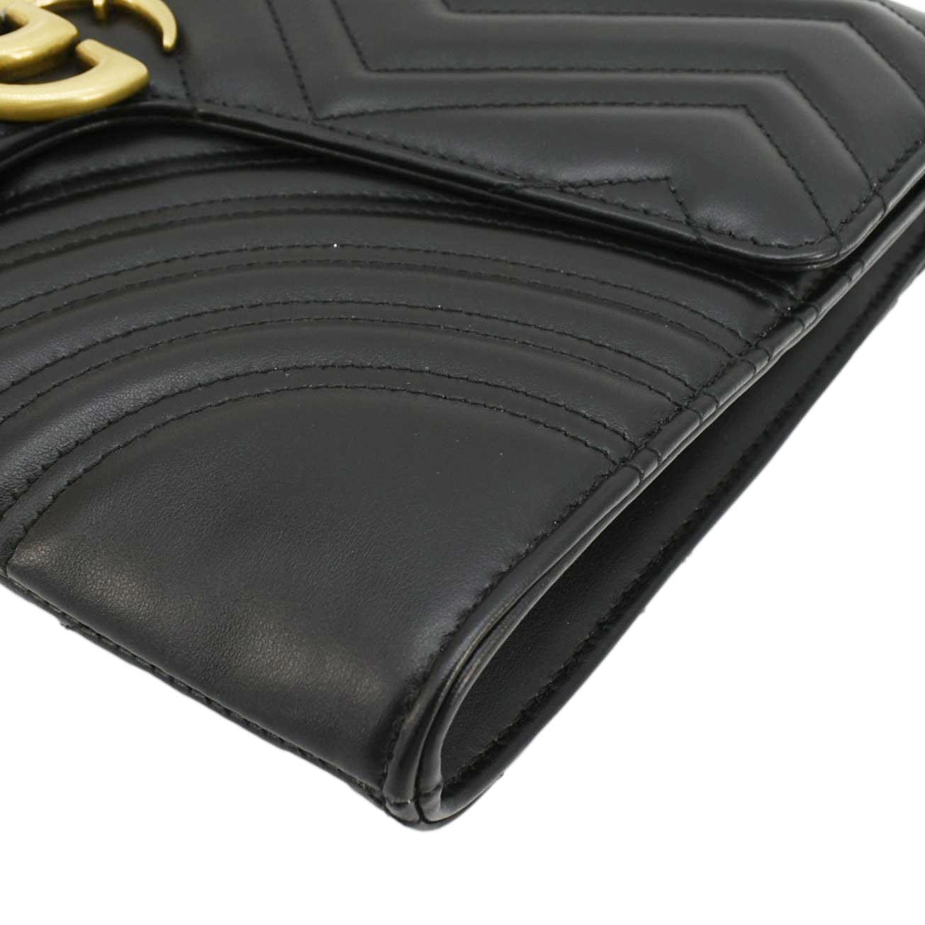GUCCI Gucci Marmont Matelasse Chevron Leather Clutch Bag Black 498079