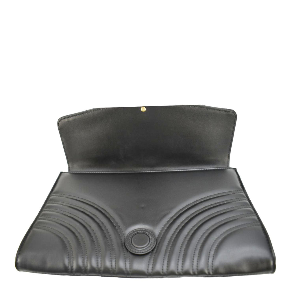 GUCCI Gucci Marmont Matelasse Chevron Leather Clutch Bag Black 498079