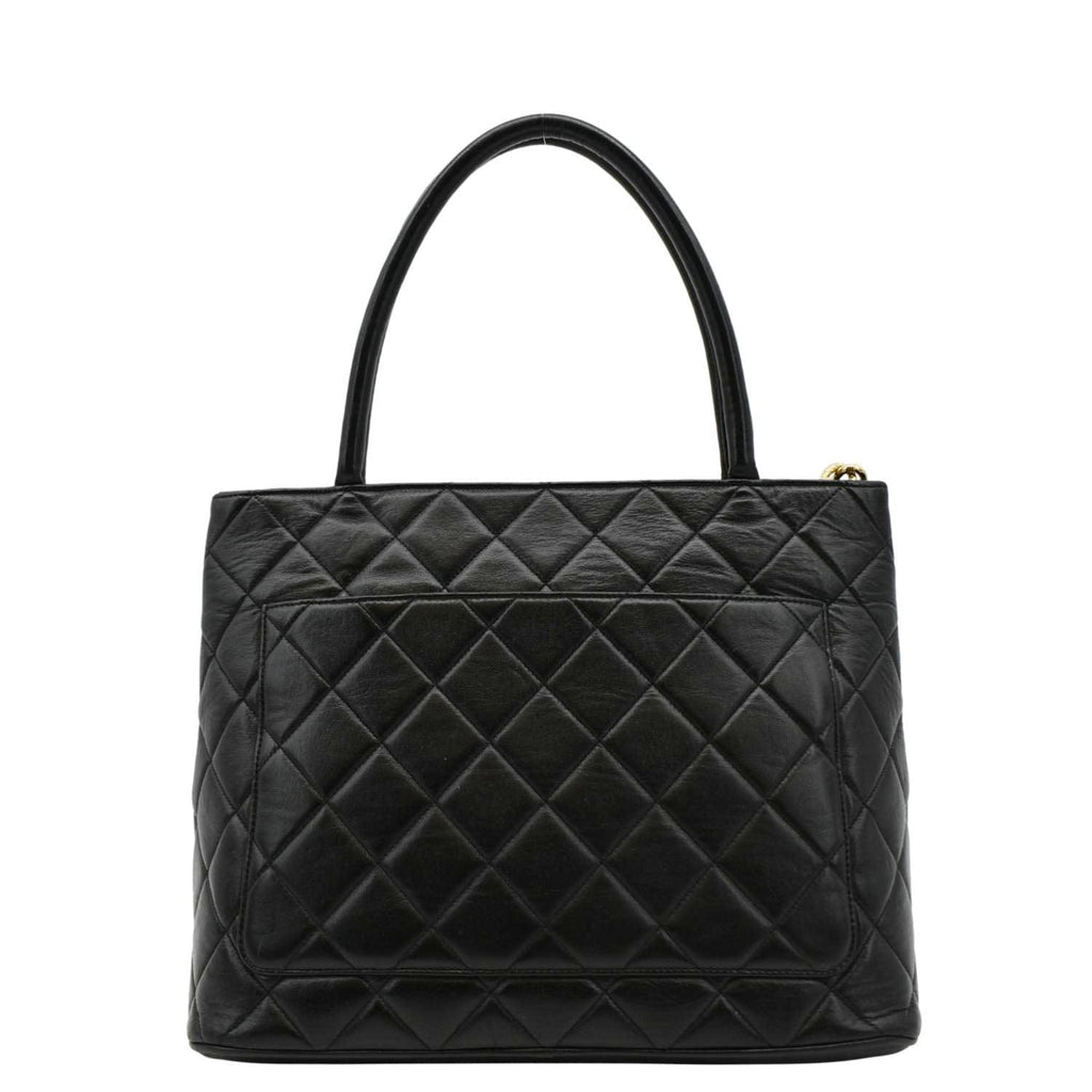 Chanel Medallion Quilted Caviar Leather Tote Bag Black