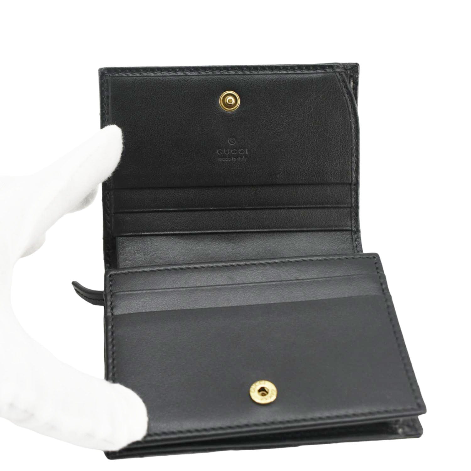 Gucci Marmont Gucci Matelasse Leather Card Case Wallet Black 466492