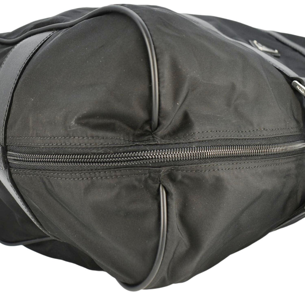 PRADA Re-Nylon Saffiano Leather Viaggio Duffle Bag Black