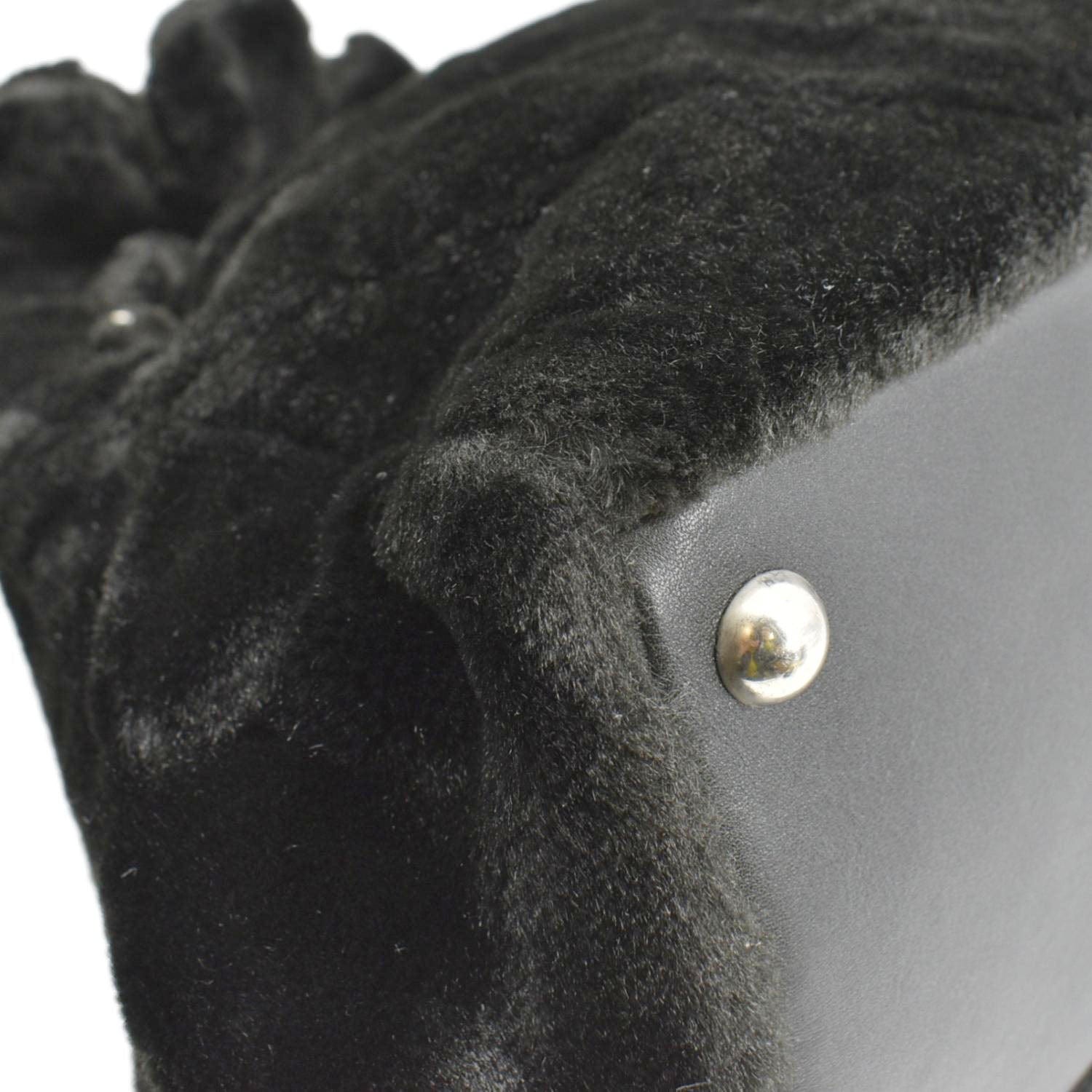 Chanel Large Camellia Fantasy Faux Fur Tote Bag Black