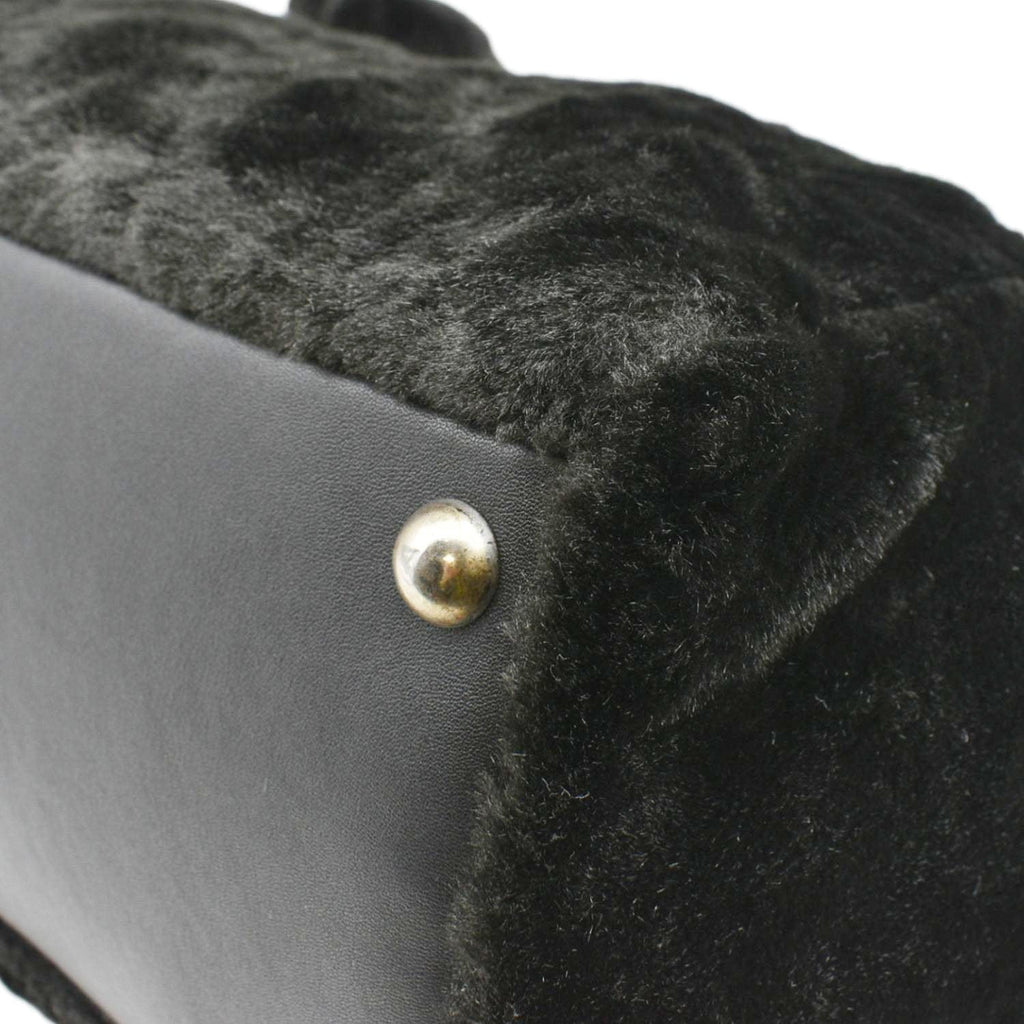 Chanel Large Camellia Fantasy Faux Fur Tote Bag Black