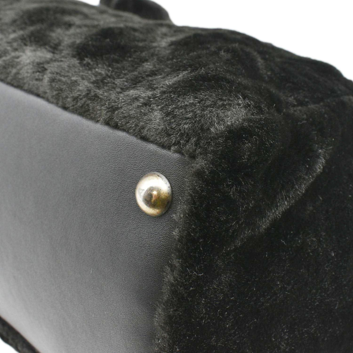 Chanel Large Camellia Fantasy Faux Fur Tote Bag Black