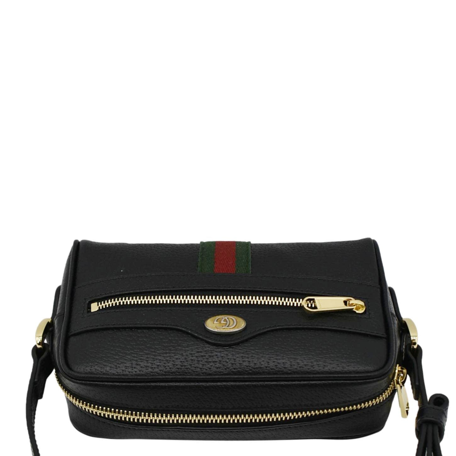 GUCCI Ophidia Web Mini  Leather Crossbody Bag Black 719885