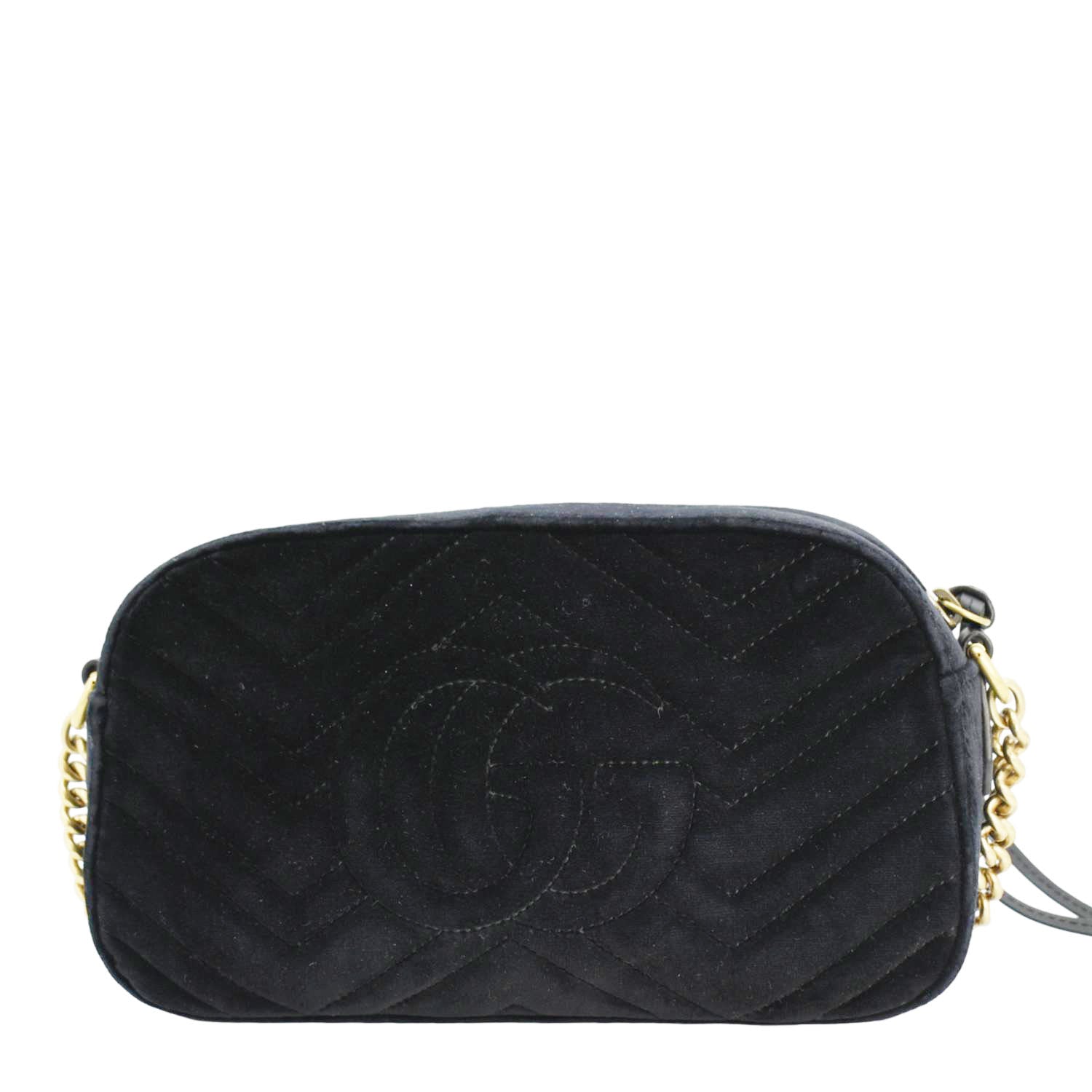 GUCCI Gucci Marmont Small Matelasse Deer Embroidered Velvet Camera Bag Black 447632