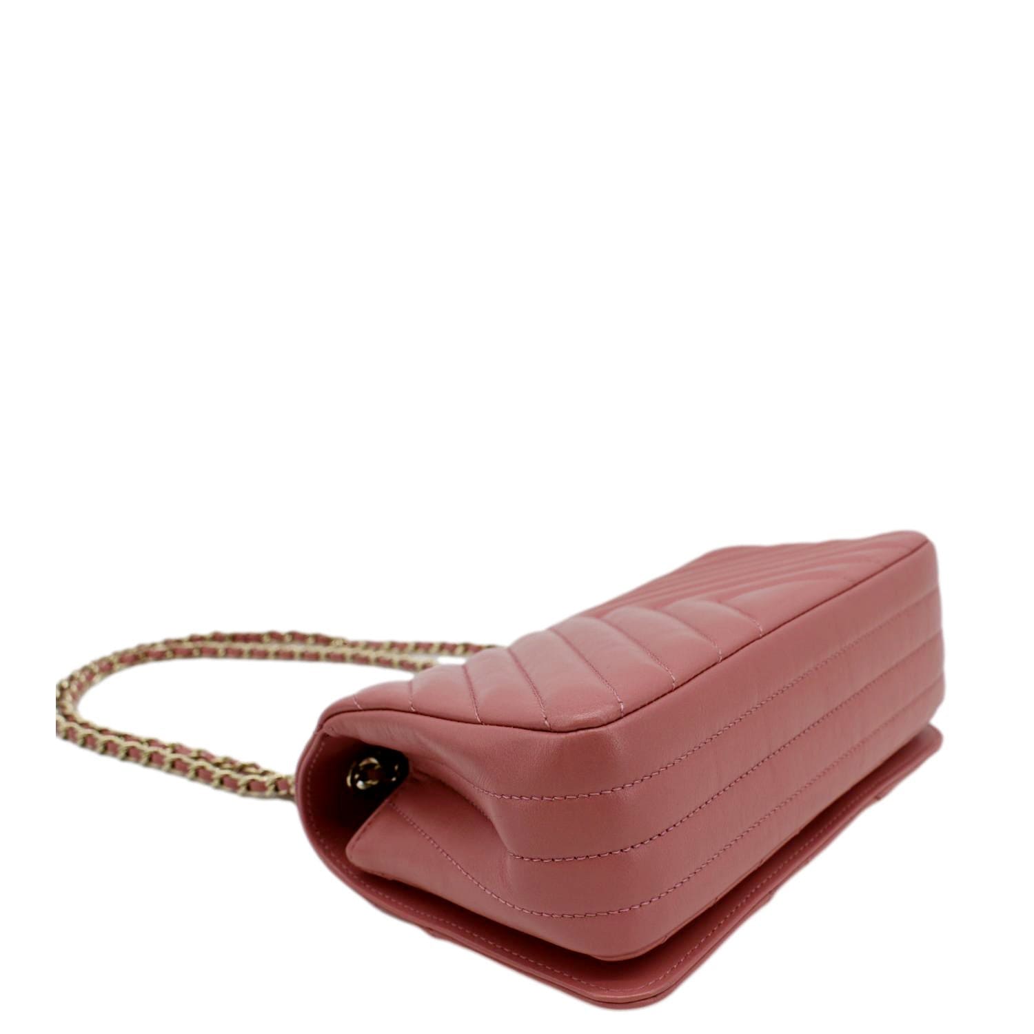 Chanel Statement Flap Mini Quilted Chevron Crossbody Bag Pink