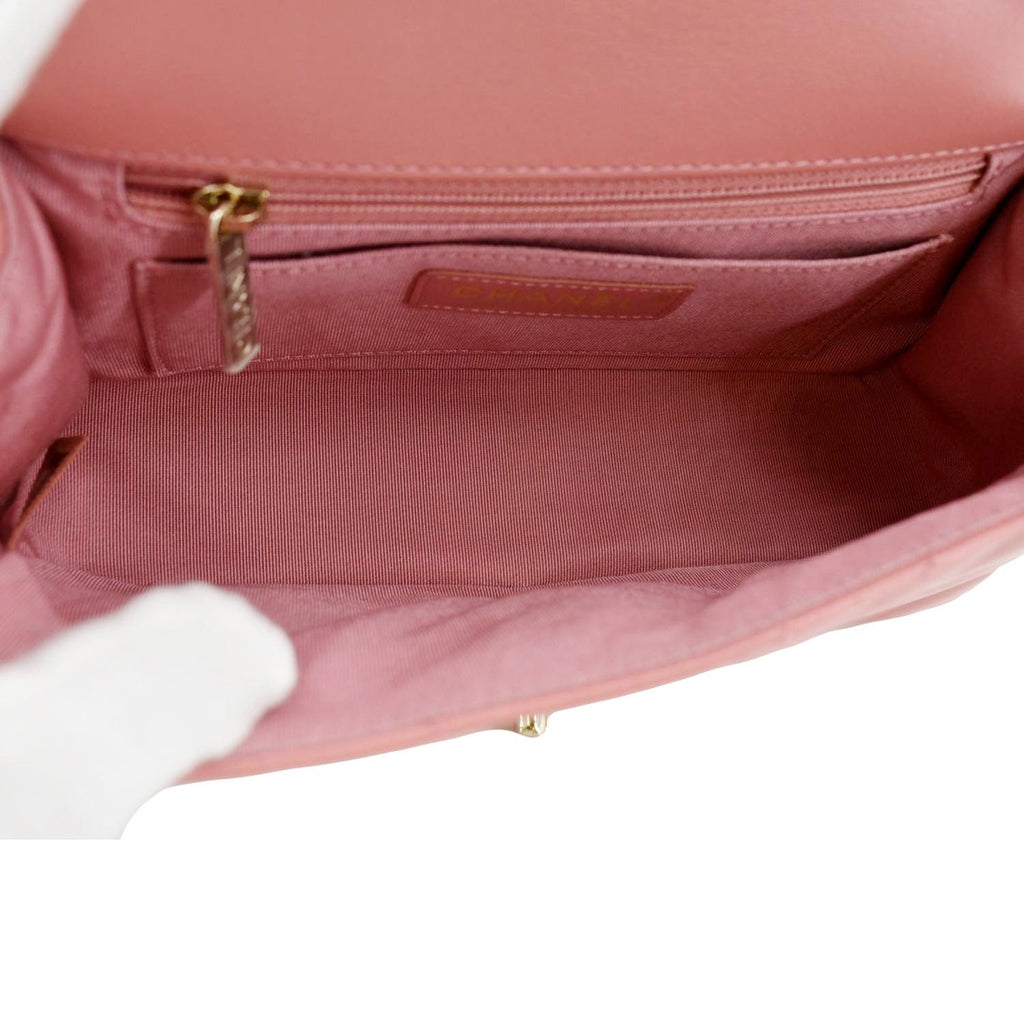 Chanel Statement Flap Mini Quilted Chevron Crossbody Bag Pink