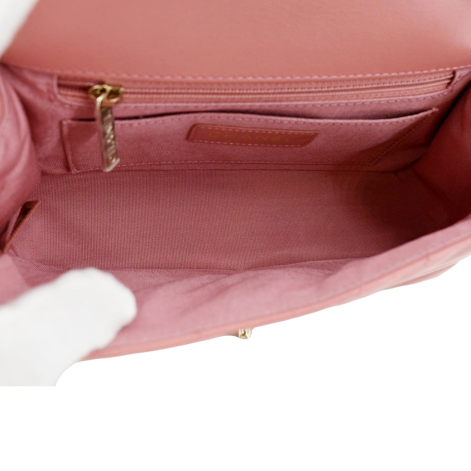 Chanel Statement Flap Mini Quilted Chevron Crossbody Bag Pink