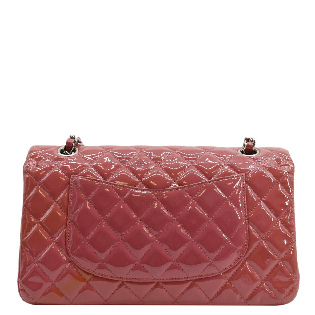 Chanel Classic Double Flap Patent Leather Shoulder Bag Rose Pink