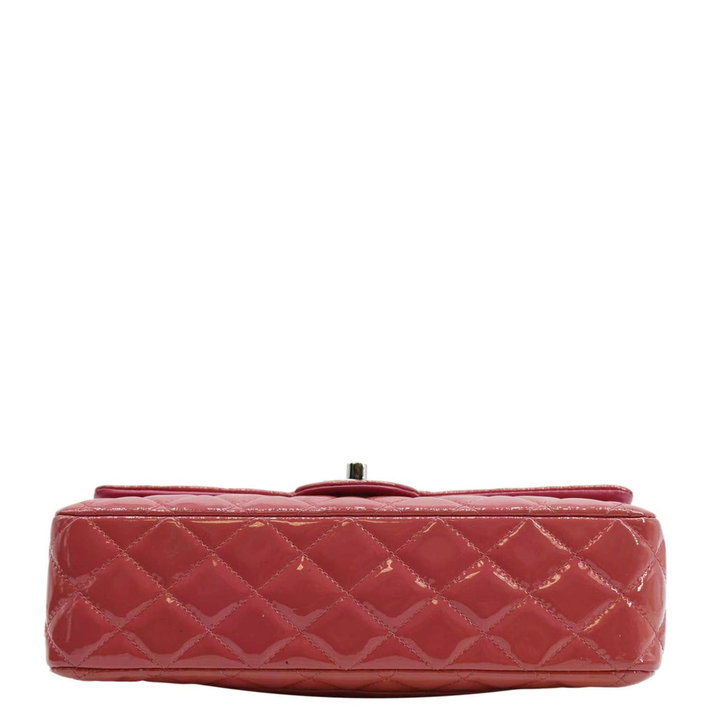 Chanel Classic Double Flap Patent Leather Shoulder Bag Rose Pink