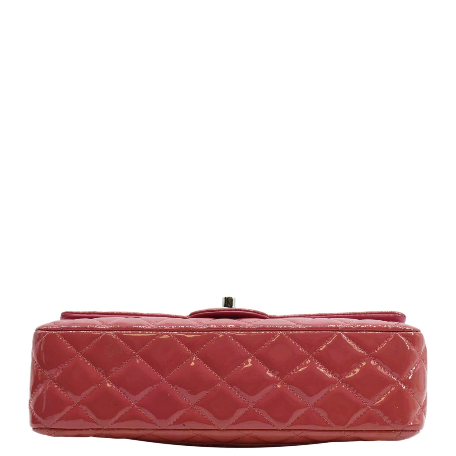 Chanel Classic Double Flap Patent Leather Shoulder Bag Rose Pink