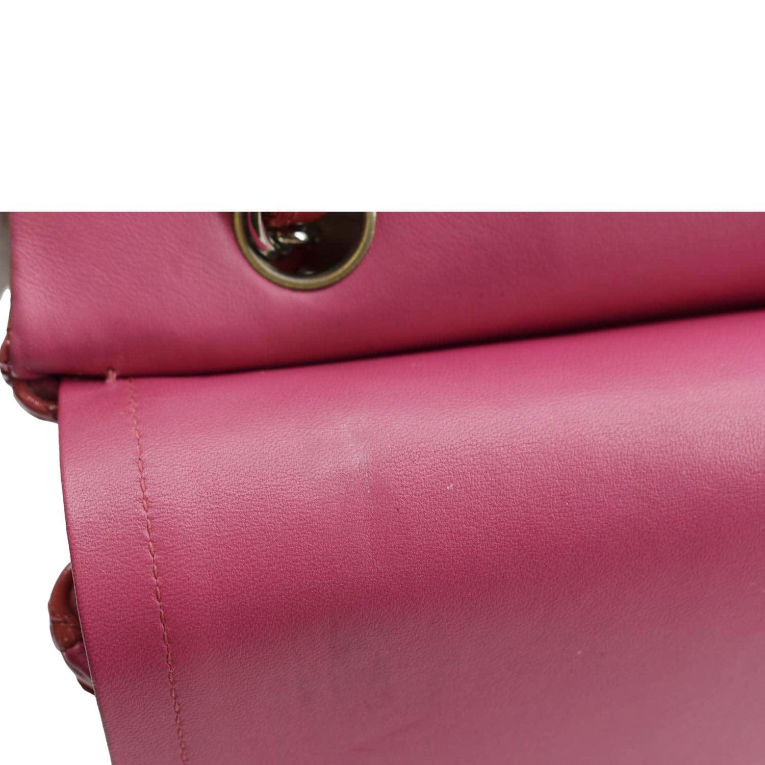 Chanel Classic Double Flap Patent Leather Shoulder Bag Rose Pink