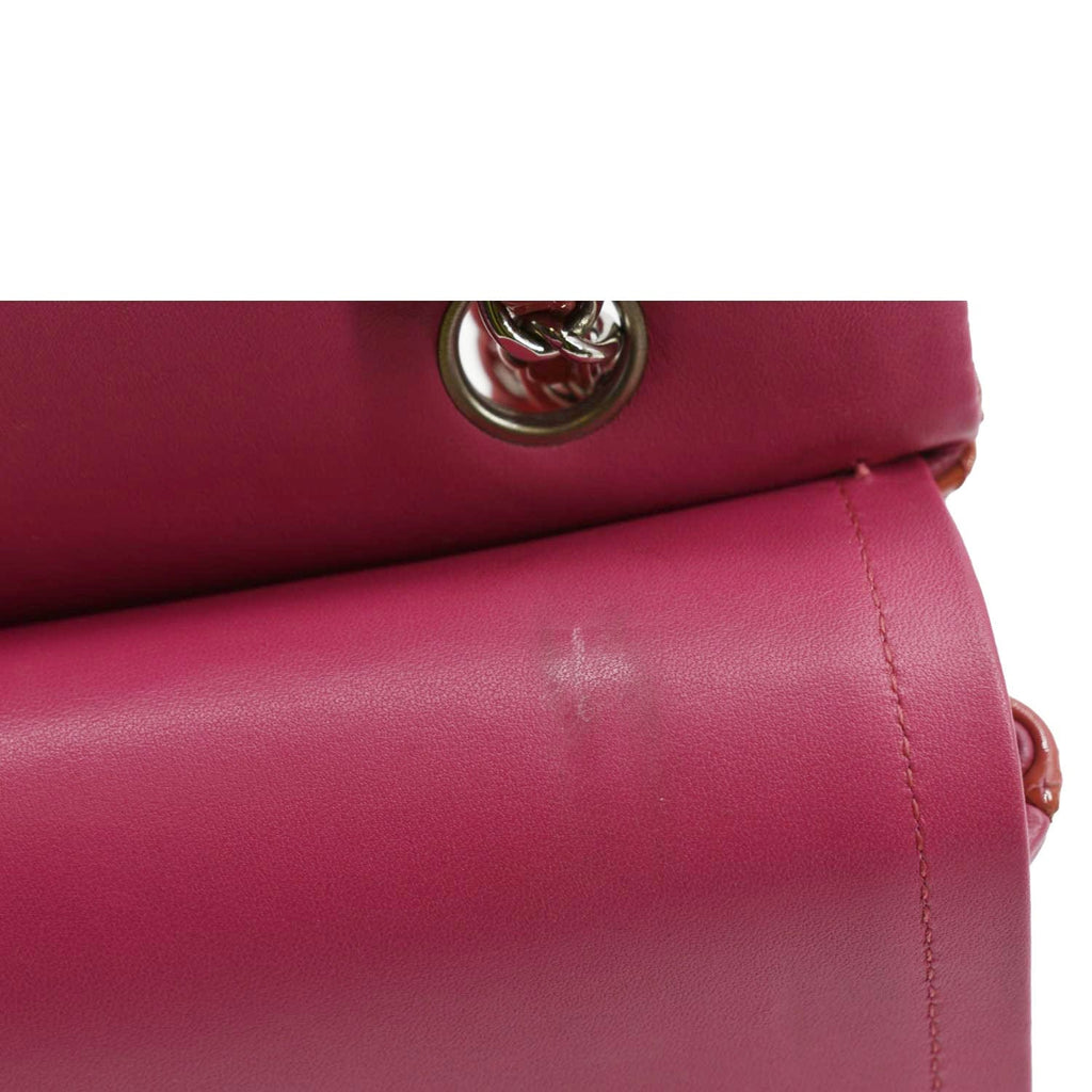 Chanel Classic Double Flap Patent Leather Shoulder Bag Rose Pink
