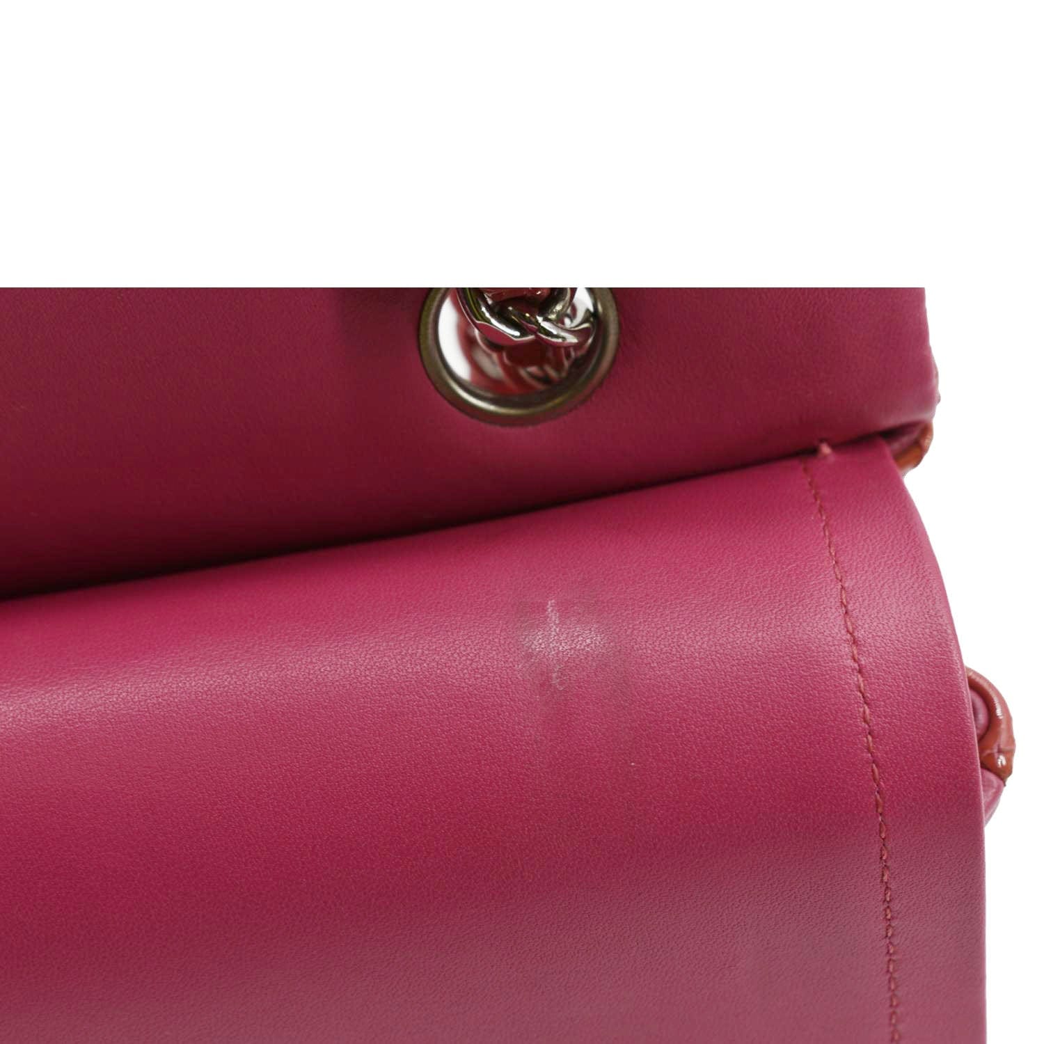 Chanel Classic Double Flap Patent Leather Shoulder Bag Rose Pink