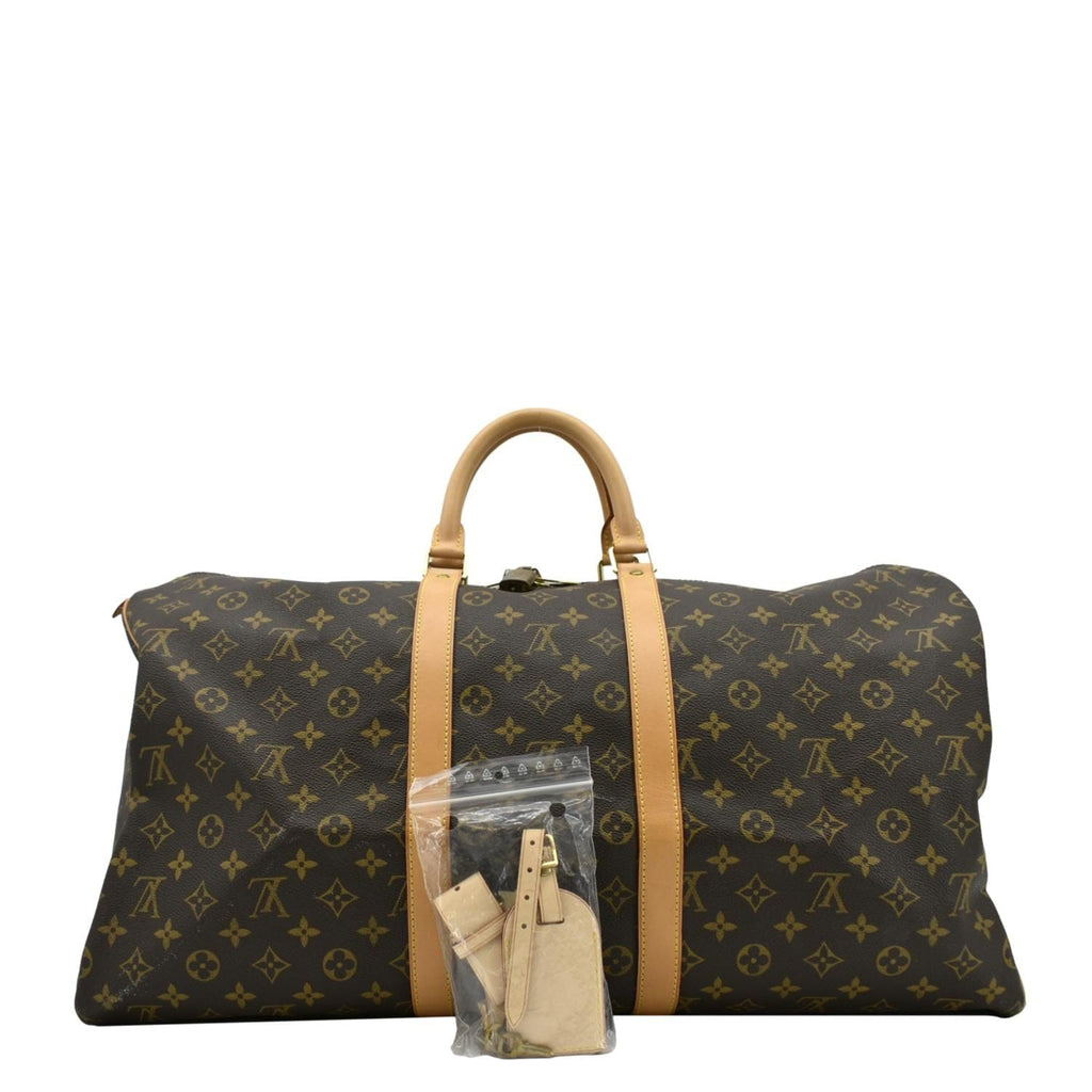 LOUIS VUITTON Keepall 55  Monogram Canvas Travel Bag Brown