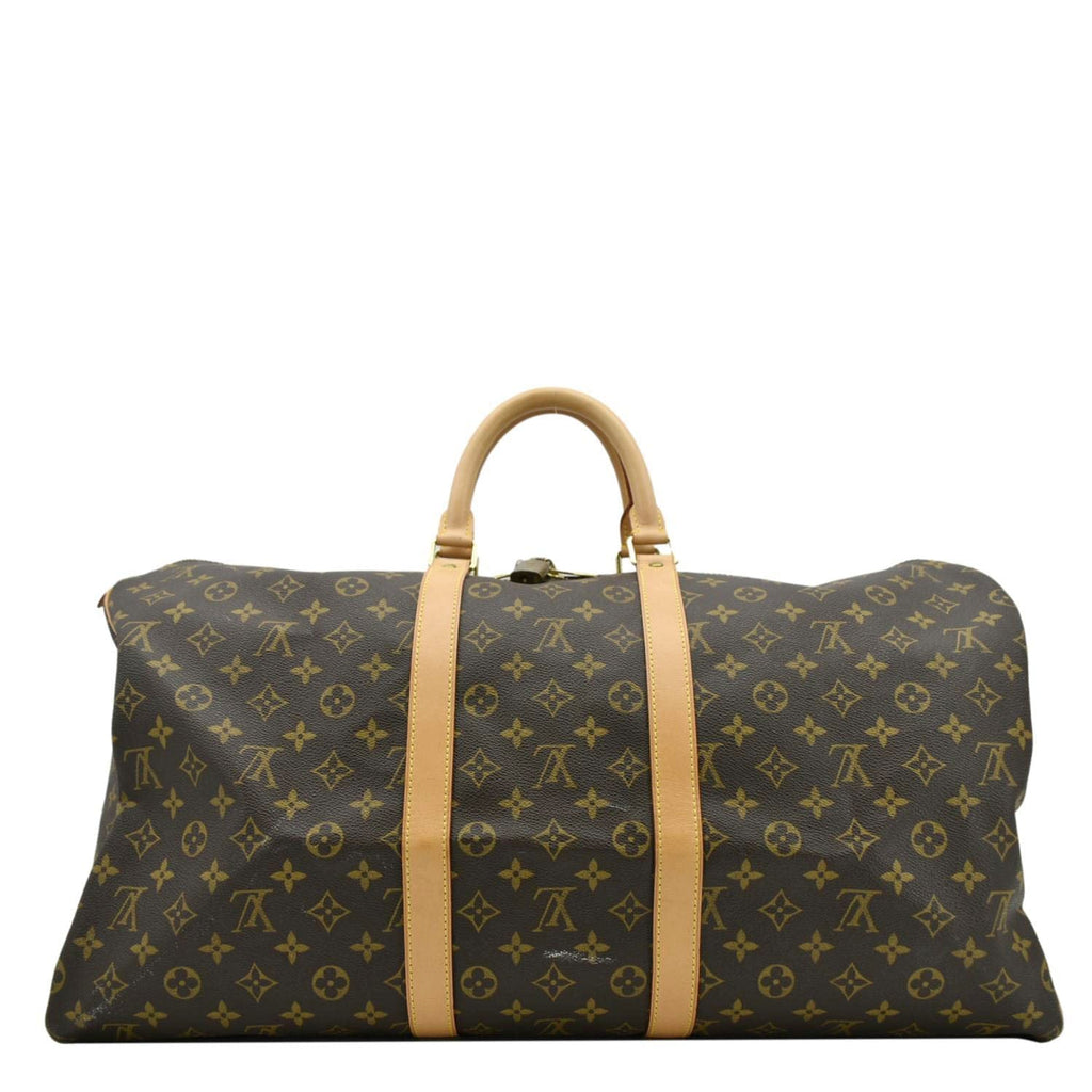 LOUIS VUITTON Keepall 55  Monogram Canvas Travel Bag Brown
