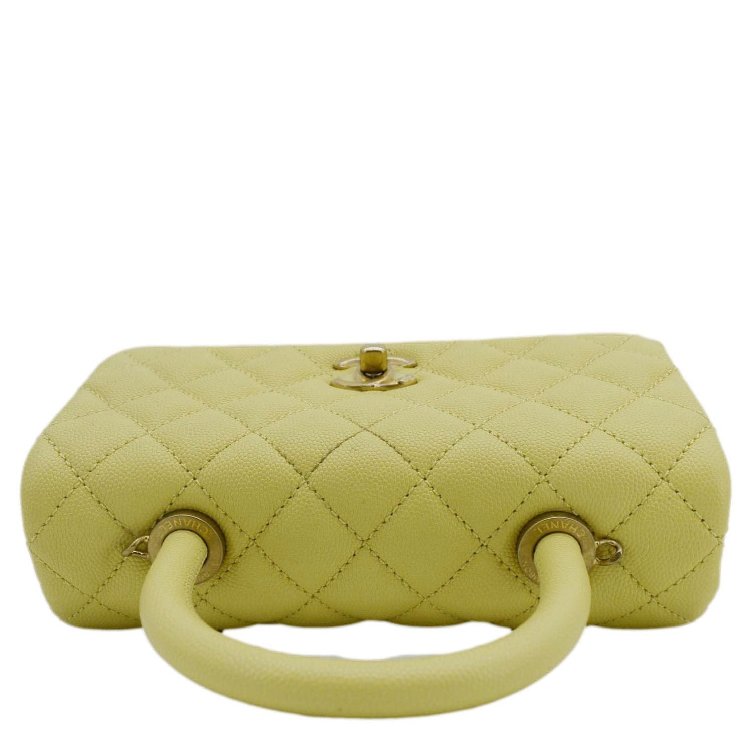 Chanel CC Coco Flap Caviar Leather Top Handle Shoulder Bag Yellow 24229597