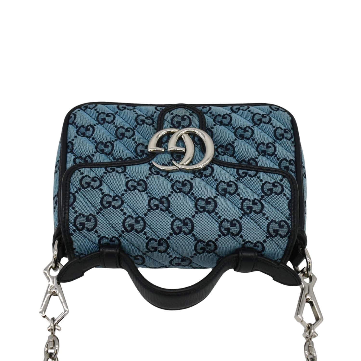 GUCCI Gucci Marmont Mini Top Handle Canvas Crossbody Bag Blue 583571