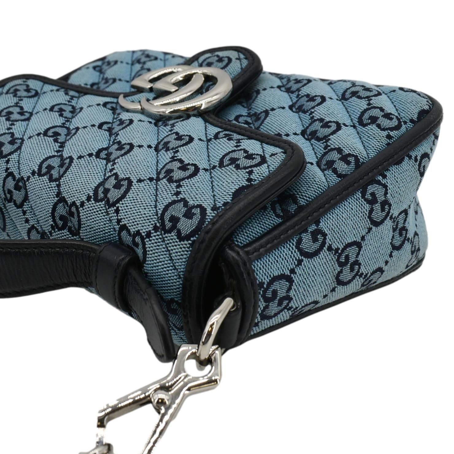 GUCCI Gucci Marmont Mini Top Handle Canvas Crossbody Bag Blue 583571