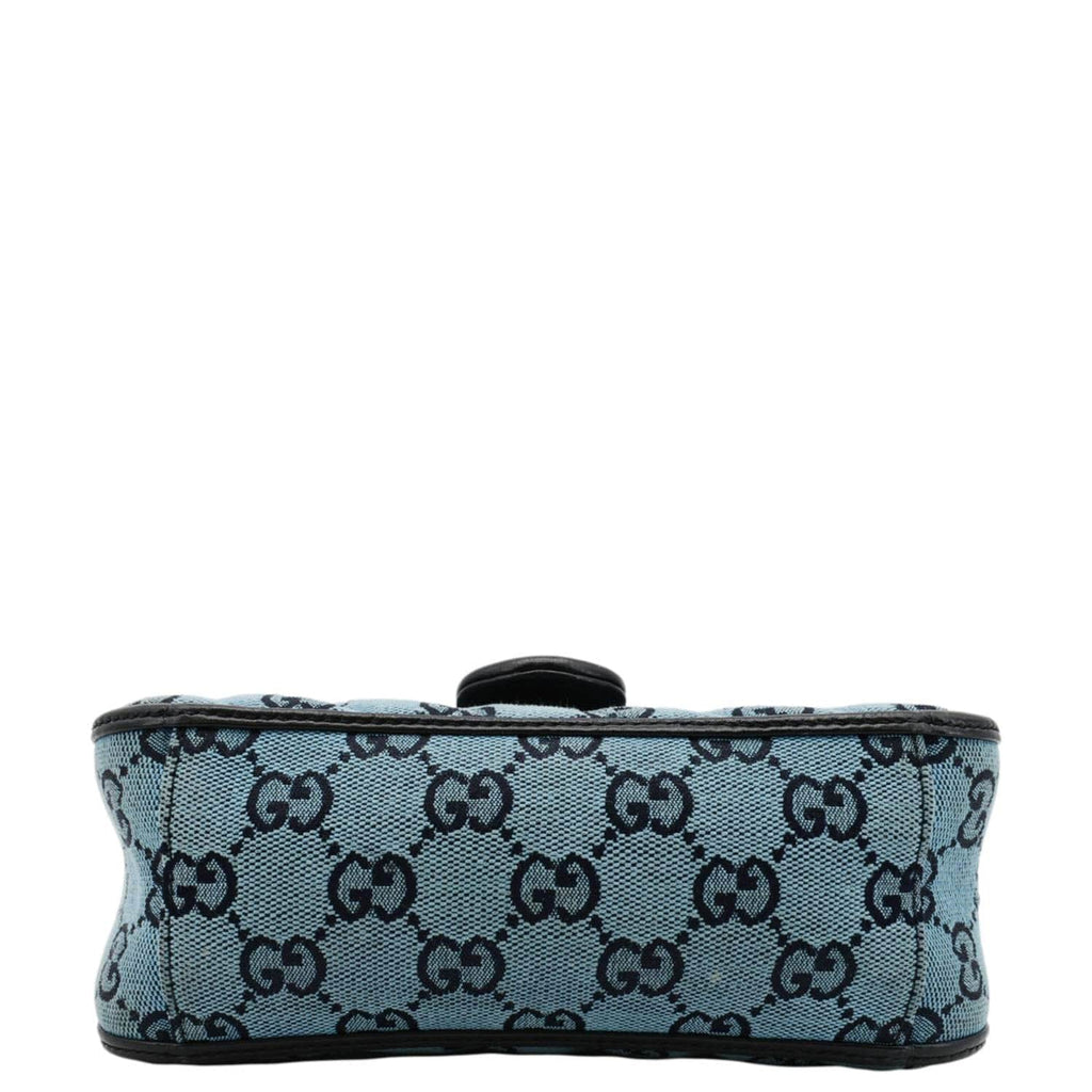 GUCCI Gucci Marmont Mini Top Handle Canvas Crossbody Bag Blue 583571