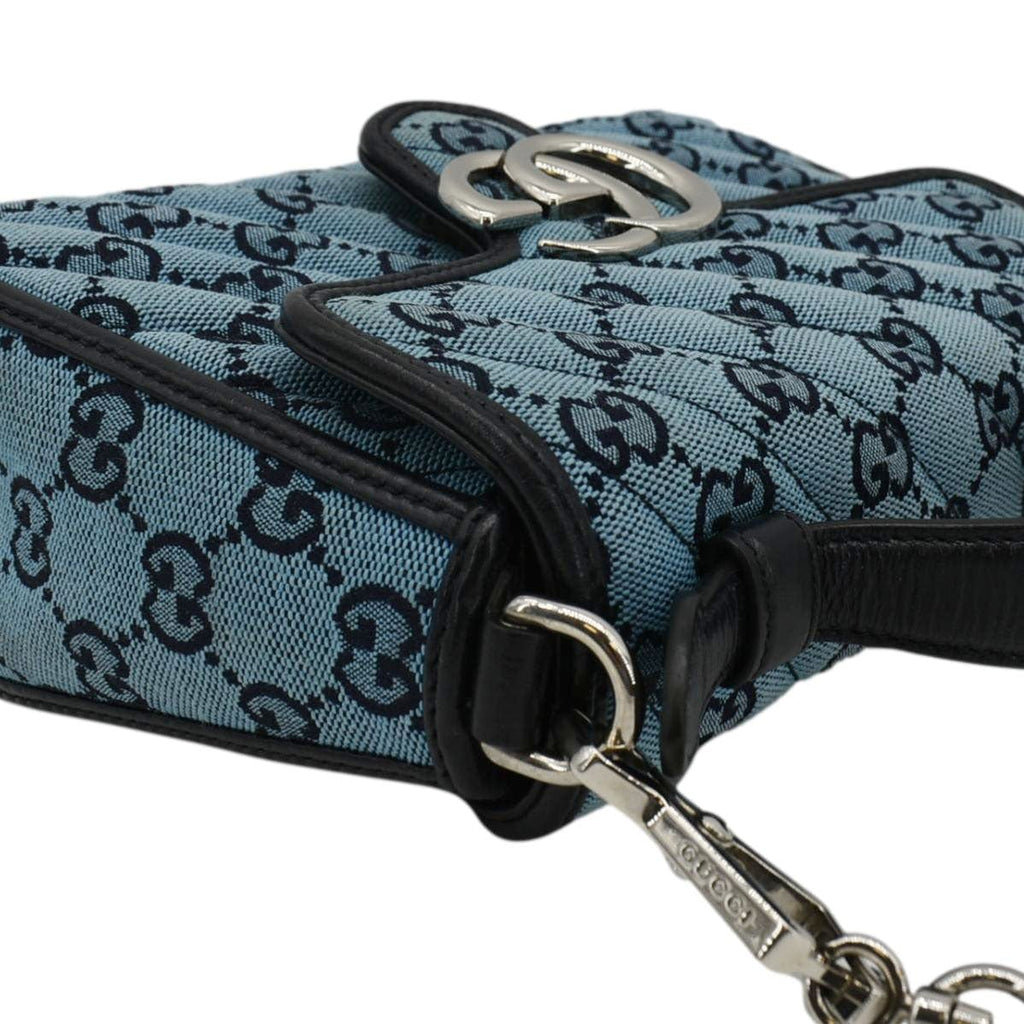 GUCCI Gucci Marmont Mini Top Handle Canvas Crossbody Bag Blue 583571