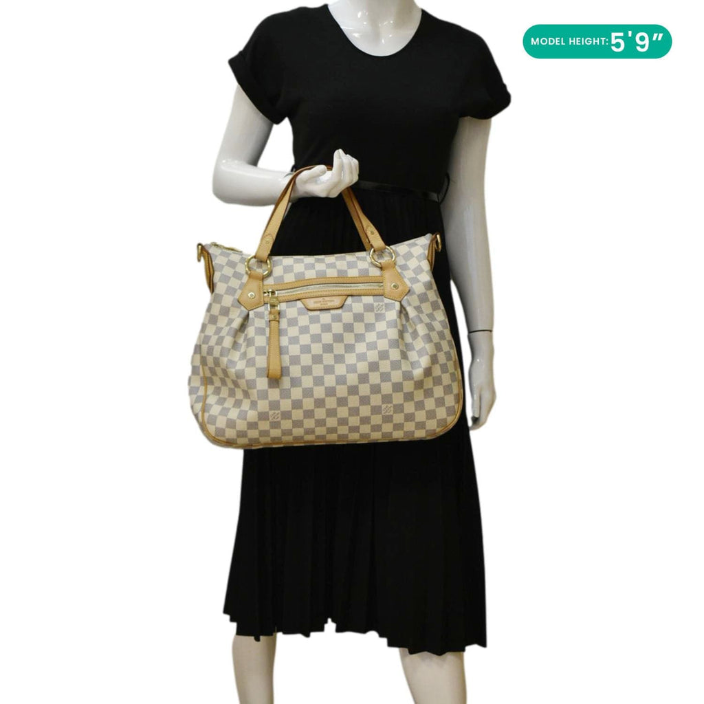 LOUIS VUITTON Evora MM Damier Azur Tote Shoulder Bag White