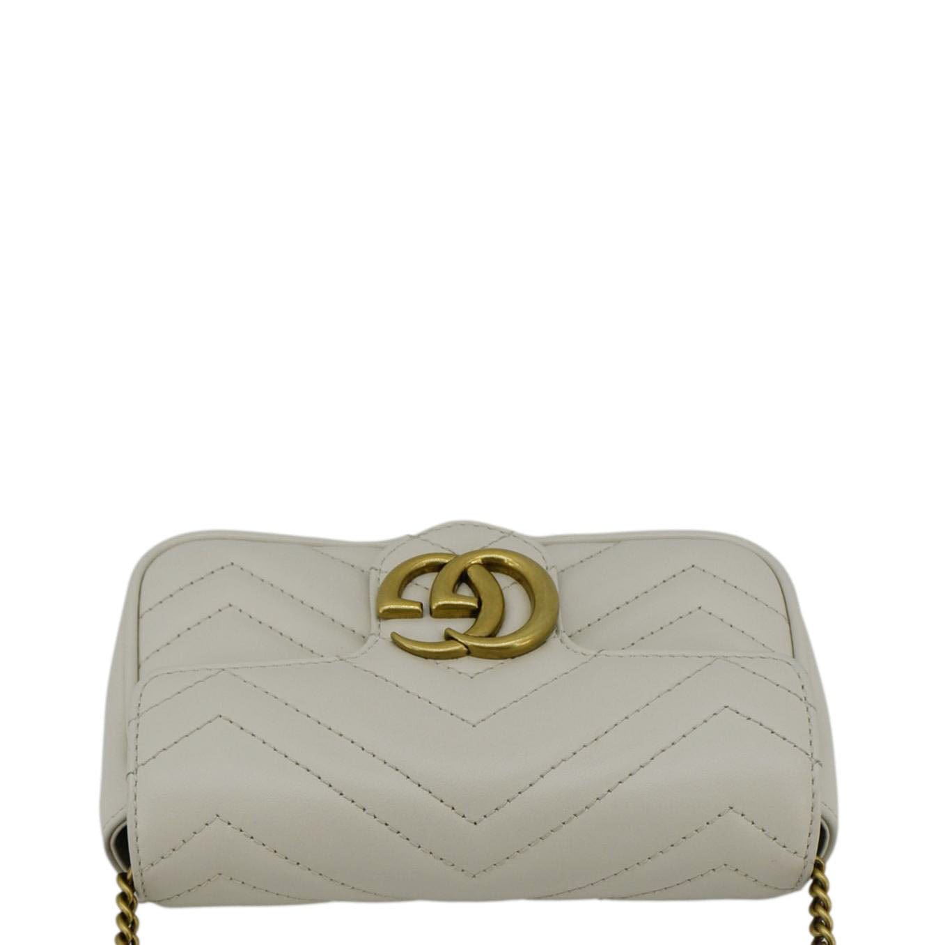 GUCCI Gucci Marmont Super Mini  Matelasse Leather Crossbody Bag White 476433