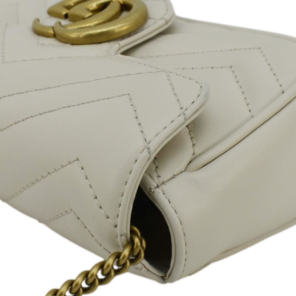 GUCCI Gucci Marmont Super Mini  Matelasse Leather Crossbody Bag White 476433