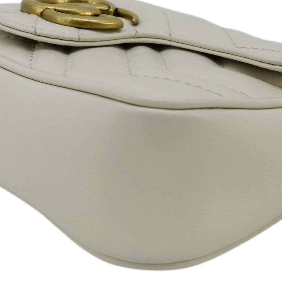 GUCCI Gucci Marmont Super Mini  Matelasse Leather Crossbody Bag White 476433